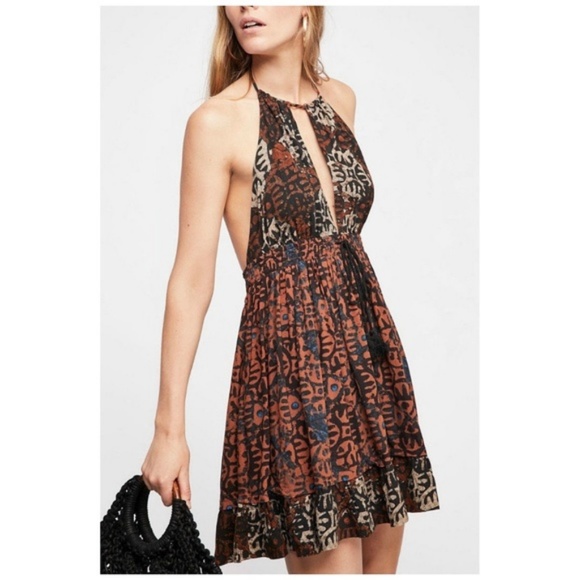 Free People Dresses & Skirts - Free People Beach Day Mini Dress Open Back Halter